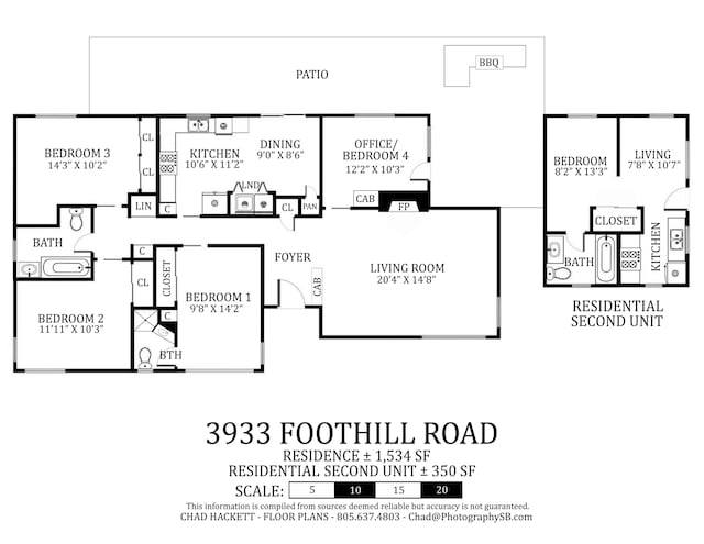 3933 Foothill Rd, Santa Barbara, CA 93110 - room layout