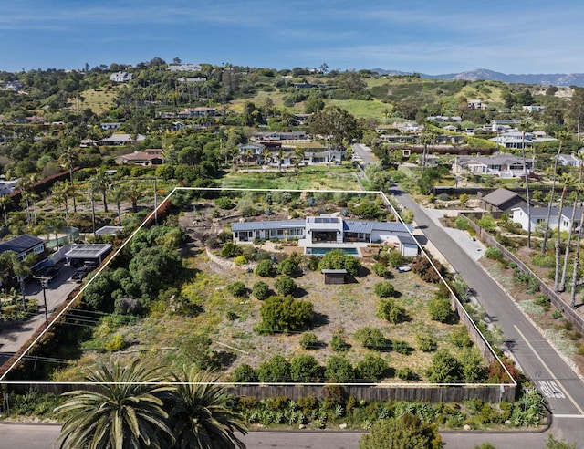 415 Yankee Farm Rd, Santa Barbara, CA 93109 - aerial view of property's location with property boundaries highlighted and a mountainous background