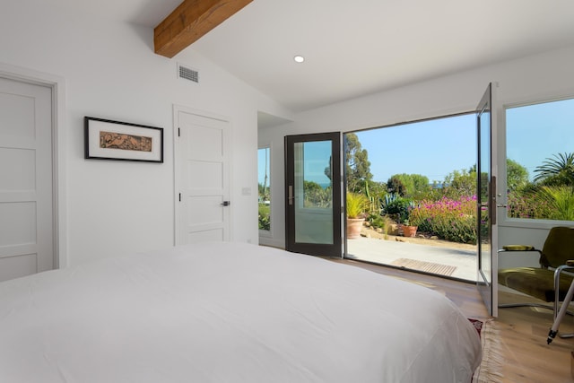 415 Yankee Farm Rd, Santa Barbara, CA 93109 - bedroom with access to exterior, wood finished floors, and recessed lighting