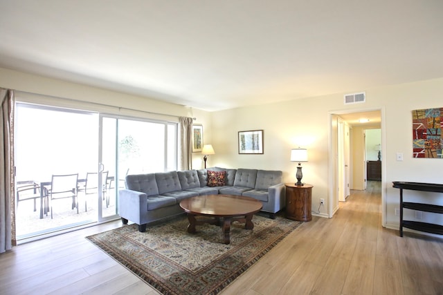 living area with light wood-type flooring