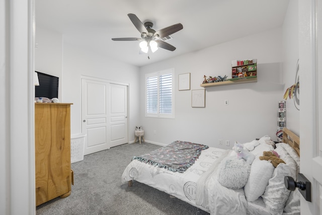 1010 Tranquillion Ct, Lompoc, CA 93436 - carpeted bedroom with a closet, a ceiling fan, and baseboards
