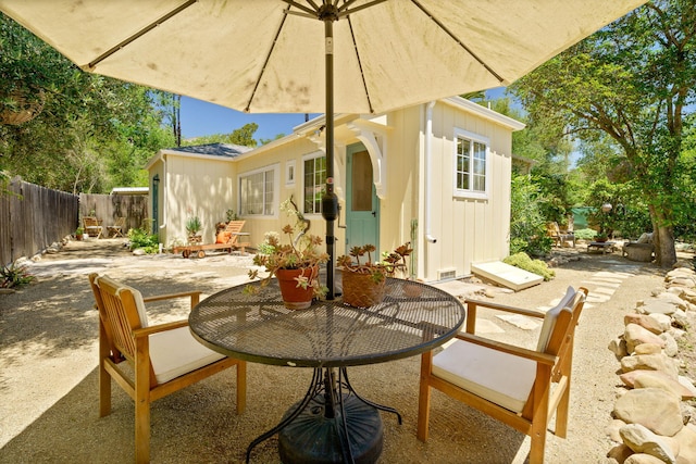 view of patio / terrace with outdoor dining space and a fenced backyard