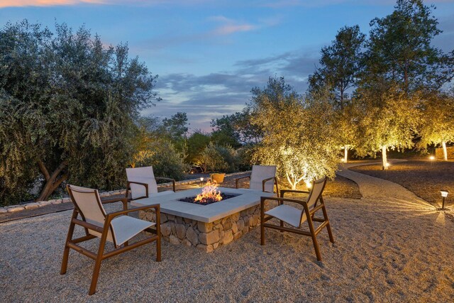 10971 Alto Ct, Oak View, CA 93022 - patio terrace at dusk with a fire pit