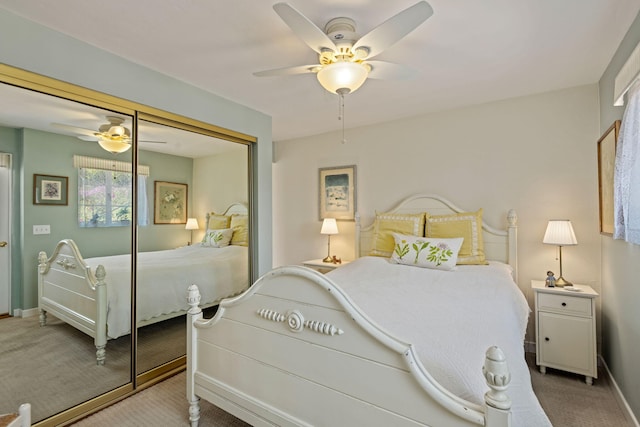 170 Loma Media Rd, Santa Barbara, CA 93103 - bedroom featuring carpet, a closet, and a ceiling fan