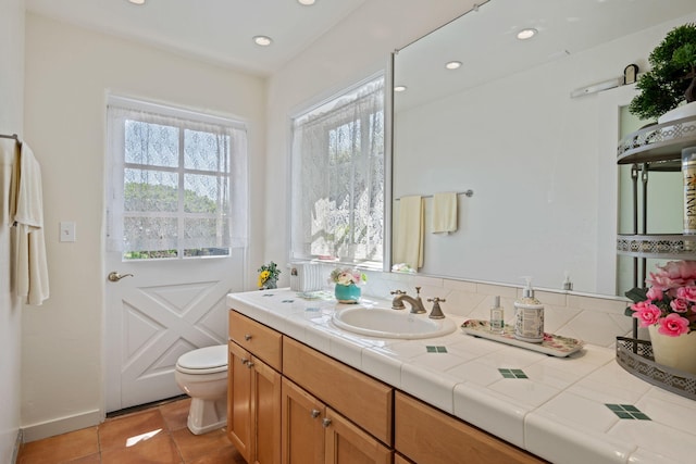 170 Loma Media Rd, Santa Barbara, CA 93103 - bathroom with vanity, tile patterned flooring, and recessed lighting