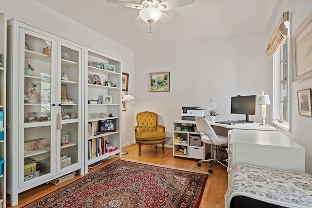 170 Loma Media Rd, Santa Barbara, CA 93103 - office area featuring ceiling fan and wood finished floors