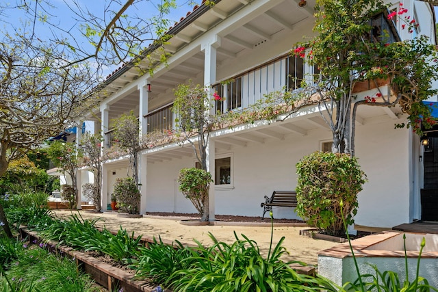 170 Loma Media Rd, Santa Barbara, CA 93103 - view of property exterior featuring a balcony and stucco siding