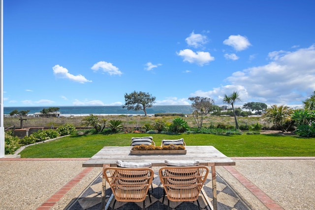 5529 Calle Arena, Carpinteria, CA 93013 - view of patio / terrace featuring a water view and outdoor dining space