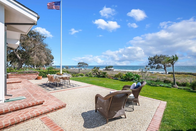 5529 Calle Arena, Carpinteria, CA 93013 - view of patio / terrace featuring outdoor dining space and a water view