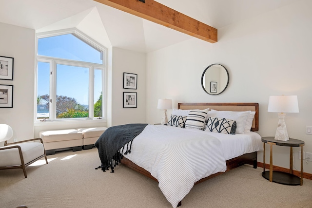 5529 Calle Arena, Carpinteria, CA 93013 - carpeted bedroom with lofted ceiling and baseboards