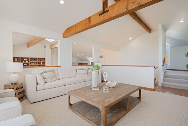 5529 Calle Arena, Carpinteria, CA 93013 - carpeted living room featuring recessed lighting and stairway
