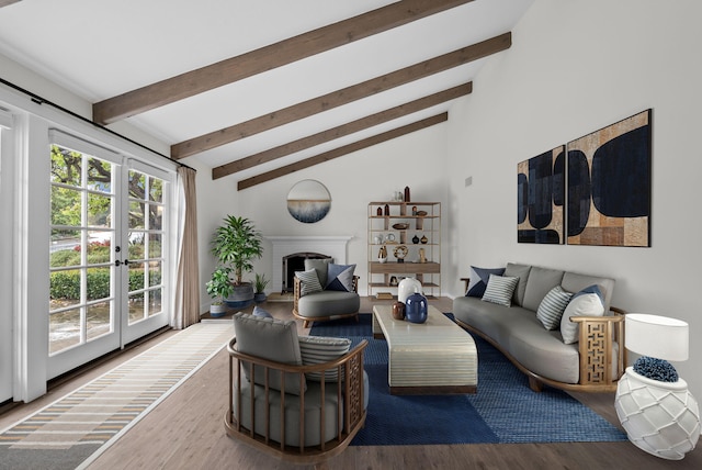 919 Aleeda Ln, Santa Barbara, CA 93108 - living room with wood finished floors, a fireplace, and french doors