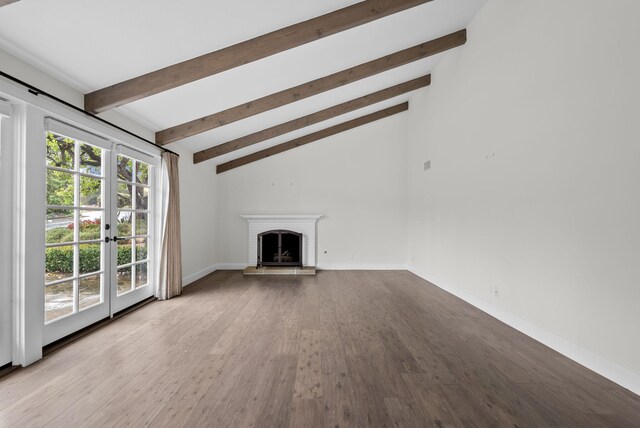 919 Aleeda Ln, Santa Barbara, CA 93108 - unfurnished living room featuring wood finished floors, a fireplace, french doors, and baseboards