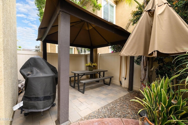 714 Nile River Dr, Oxnard, CA 93036 - view of patio featuring a gazebo, fence, grilling area, and outdoor dining space