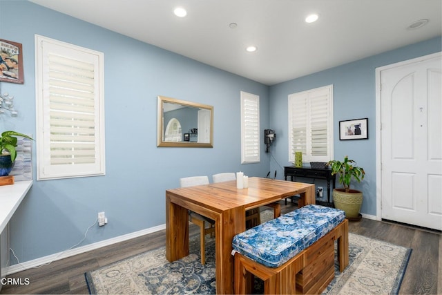 714 Nile River Dr, Oxnard, CA 93036 - dining area with baseboards, recessed lighting, and wood finished floors
