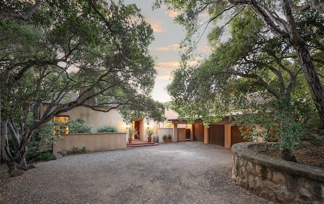 603 Juan Crespi Ln, Montecito, CA 93108 - view of front facade featuring gravel driveway and stucco siding