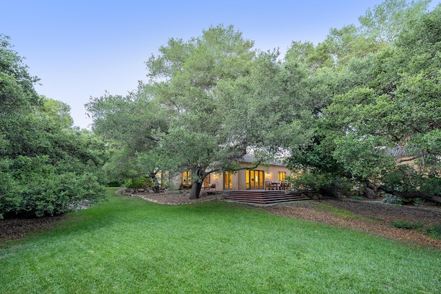 603 Juan Crespi Ln, Montecito, CA 93108 - view of green lawn with a wooden deck