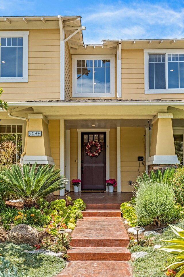 5049 Via Lara Ln, Santa Barbara, CA 93111 - view of exterior entry featuring a porch