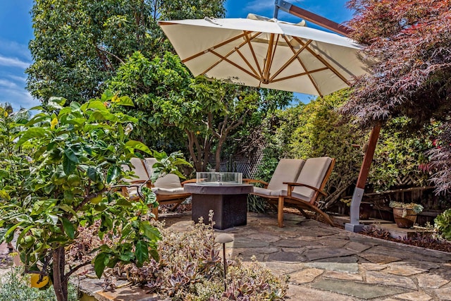 5049 Via Lara Ln, Santa Barbara, CA 93111 - view of patio with fence and an outdoor fire pit