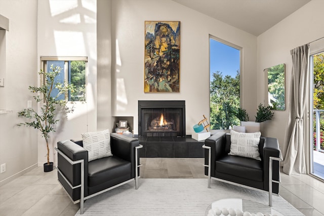 840 Cheltenham Rd, Santa Barbara, CA 93105 - living area featuring a fireplace, tile patterned flooring, and baseboards
