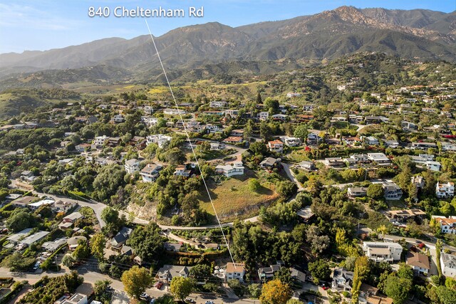 840 Cheltenham Rd, Santa Barbara, CA 93105 - aerial view of property and surrounding area featuring mountains and nearby suburban area