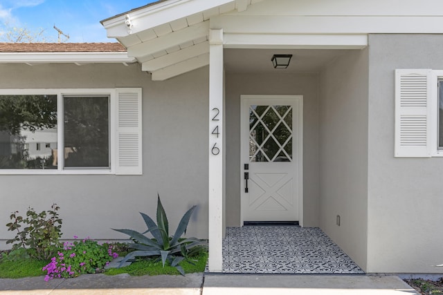 246 3rd St, Solvang, CA 93463 - view of exterior entry with stucco siding