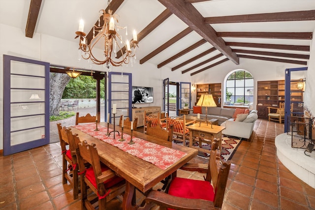 725 Ashley Rd, Montecito, CA 93108 - tiled dining room featuring a chandelier