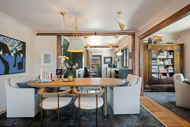 3018 Ventura Dr, Santa Barbara, CA 93105 - dining space with crown molding and wood finished floors