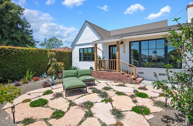 3018 Ventura Dr, Santa Barbara, CA 93105 - view of front of home with stucco siding and a patio
