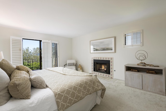 1649 Miramesa Dr, Santa Barbara, CA 93109 - bedroom featuring carpet flooring and a tiled fireplace