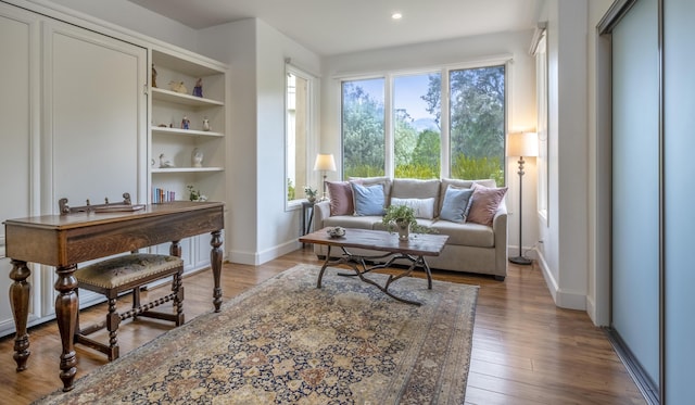 4477 Shadow Hills Blvd Unit A, Santa Barbara, CA 93105 - living room featuring baseboards, wood finished floors, and recessed lighting