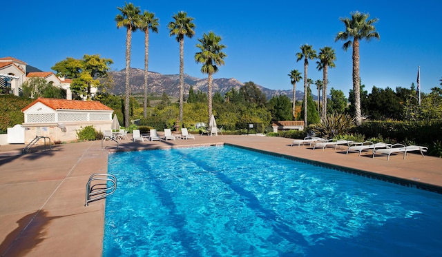 4477 Shadow Hills Blvd Unit A, Santa Barbara, CA 93105 - community pool with a patio and a mountain view