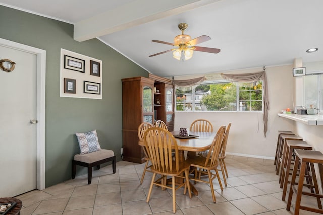 5671 Cathedral Oaks Rd, Goleta, CA 93117 - dining area with ceiling fan, light tile patterned floors, recessed lighting, and baseboards