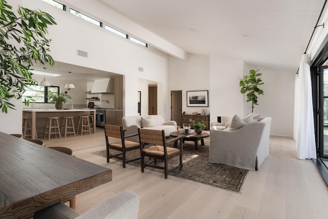 99 Sierra Vista Rd, Santa Barbara, CA 93108 - living area featuring light wood-type flooring and high vaulted ceiling