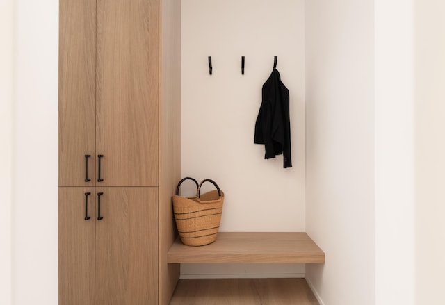 99 Sierra Vista Rd, Santa Barbara, CA 93108 - mudroom featuring baseboards and wood finished floors