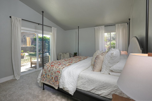 227 Menlo Dr, Buellton, CA 93427 - carpeted bedroom with access to outside, lofted ceiling, and multiple windows