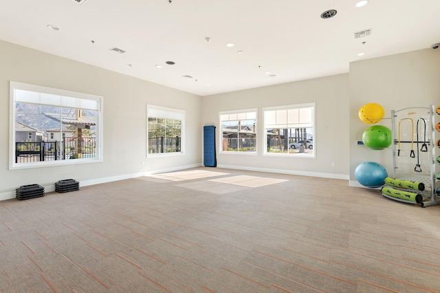 1926 Pump House Ln, Santa Paula, CA 93060 - exercise area featuring carpet, baseboards, and recessed lighting