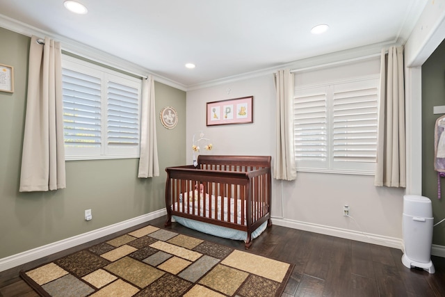 4538 Marrisa Way, Camarillo, CA 93012 - bedroom with baseboards, wood finished floors, recessed lighting, multiple windows, and crown molding