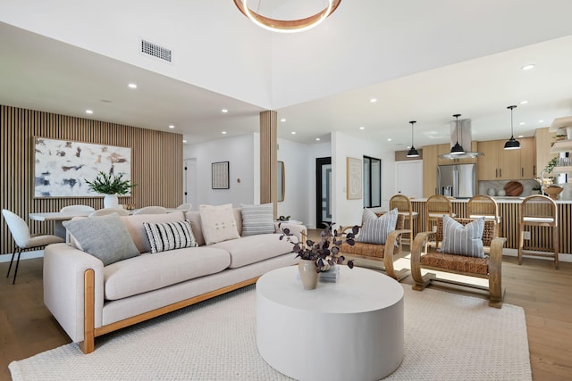 7352 Elmhurst Pl, Goleta, CA 93117 - living room featuring light wood-style floors and recessed lighting