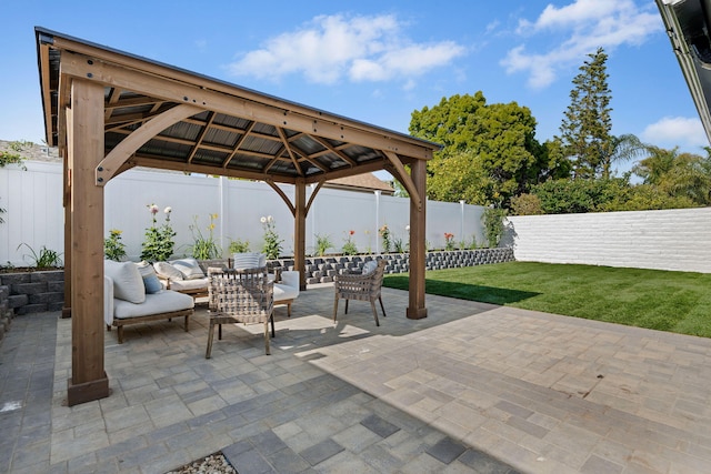 7352 Elmhurst Pl, Goleta, CA 93117 - view of patio featuring a gazebo and outdoor lounge area