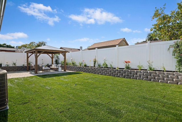 7352 Elmhurst Pl, Goleta, CA 93117 - view of yard featuring a gazebo, a patio, and an outdoor hangout area