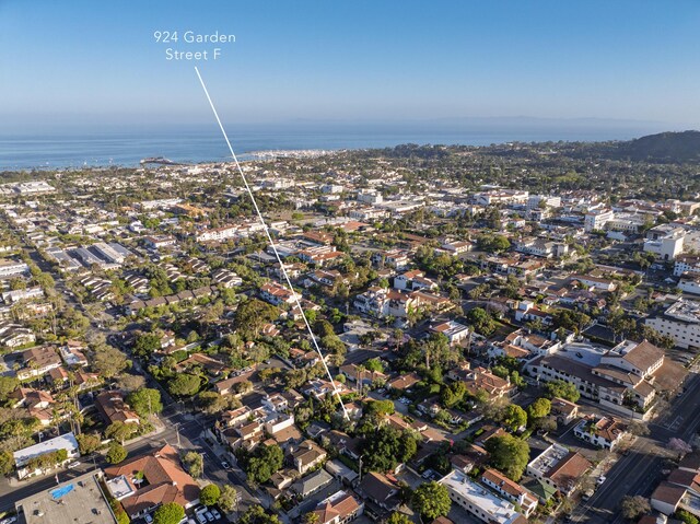 924 Garden St Unit F, Santa Barbara, CA 93101 - aerial overview of property's location with a large body of water