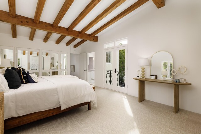 924 Garden St Unit F, Santa Barbara, CA 93101 - bedroom with access to exterior, multiple windows, carpet floors, and ensuite bath