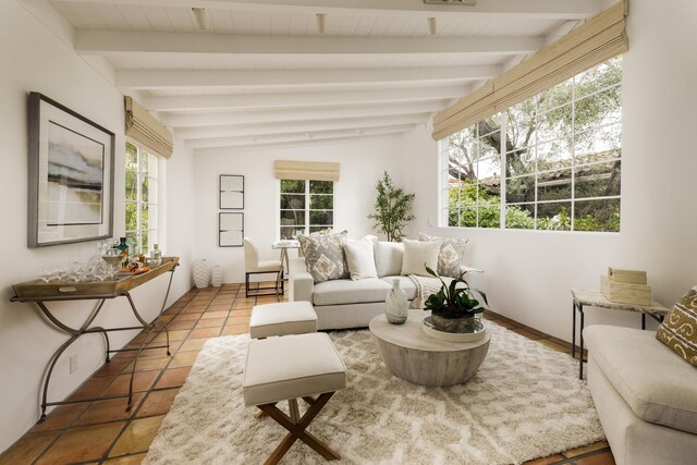 924 Garden St Unit F, Santa Barbara, CA 93101 - living area featuring beam ceiling