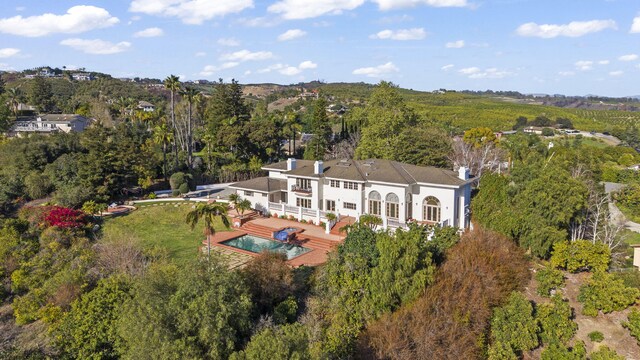 5287 N Creston Ln, Somis, CA 93066 - aerial view of property and surrounding area featuring a pool area and a heavily wooded area