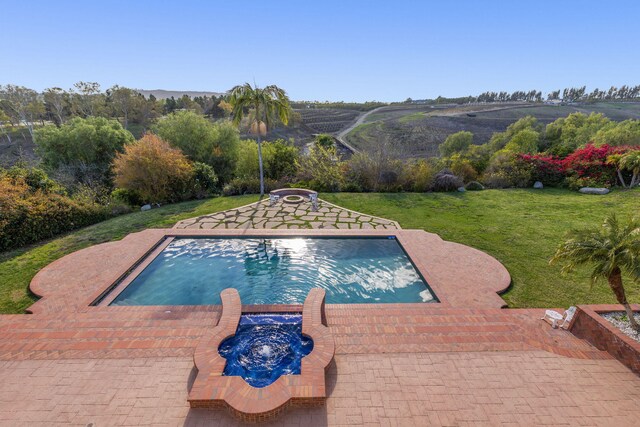 5287 N Creston Ln, Somis, CA 93066 - swimming pool featuring a patio area, a lawn, and an outdoor fire pit
