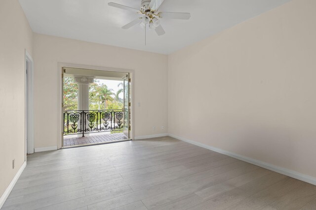5287 N Creston Ln, Somis, CA 93066 - spare room with ceiling fan, light wood-style floors, and baseboards