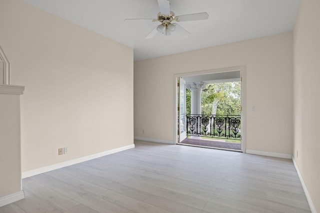 5287 N Creston Ln, Somis, CA 93066 - unfurnished room with light wood-type flooring, a ceiling fan, and baseboards