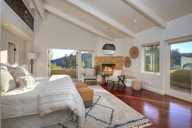 62 Canon View Rd, Montecito, CA 93108 - bedroom featuring access to exterior, dark wood-type flooring, multiple windows, and recessed lighting