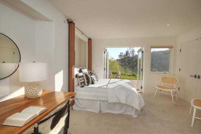 62 Canon View Rd, Montecito, CA 93108 - bedroom with light carpet, access to exterior, and recessed lighting